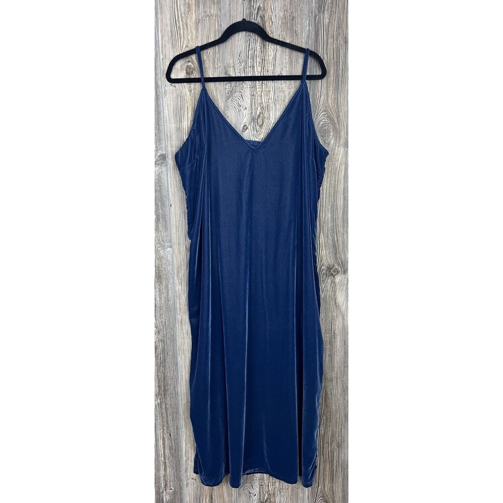 Old Navy Velvet Maxi Slip Dress Smocked Back Slit Midi Elegant Evening Plus 2XL‎